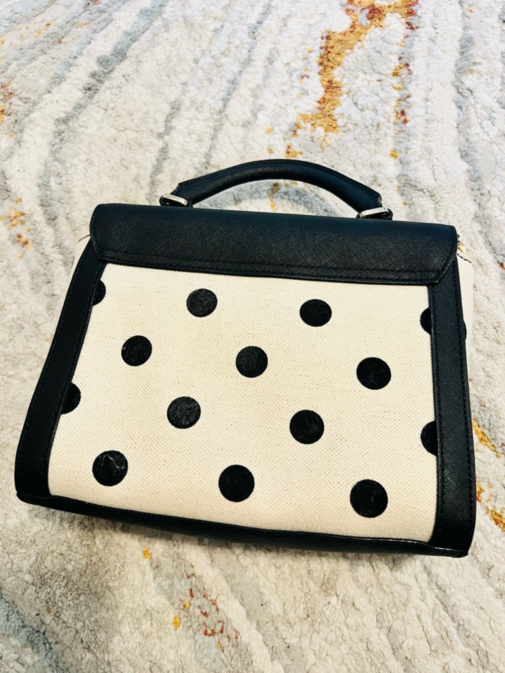 kate spade Black & Cream Polka Dot Top-Handle Satchel/Crossbody - Picture 2 of 6